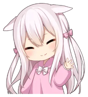 ☺️ c9331c17 Anime meisje, Chibi, Schattig, Kawaii, Roze, Wit haar, Manga, Cartoon telegram sticker