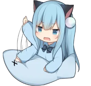 🐟 214bff39 애니메이션, 치비, 카와이, 고양이 귀, 귀여운, 만화 telegram sticker