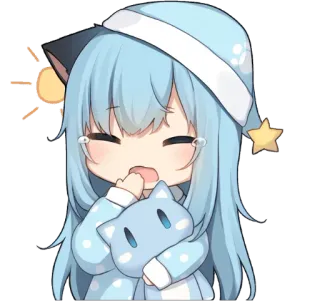 ☀️ 2e929deb 애니메이션, 귀여운, 고양이 귀, 졸린, 카와이, 치비 telegram sticker