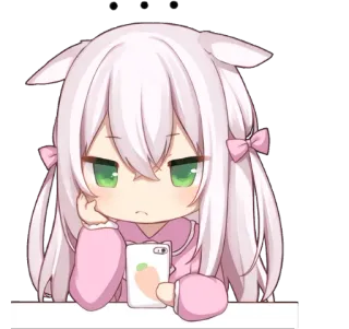 💬 aefe33ab 애니메이션, 카와이, 치비, 귀여운, 소녀, 폰, 귀 telegram sticker