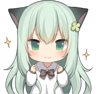 🤩 f31016aa 애니메이션, 고양이 귀, 귀여운, 치비, 카와이, 클로버 telegram sticker