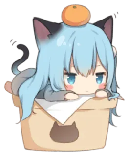 🍊 8f4e064c kucing, kawaii, anime, oranye, imut, gadis kucing, chibi telegram sticker