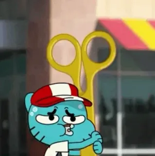 😄 5187d207 Gumball Watterson The Amazing World of Gumball cartoon, animated, Gumball Watterson, The Amazing World of Gumball, scissors whatsapp sticker