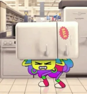 😄 86808246 SALE cartoon, refrigerator, sale, character whatsapp sticker