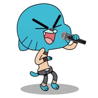 🎤 5441b907 Gumball Watterson The Amazing World of Gumball Мультфильм, Животное, Кот, Микрофон, Пение, Гамбол telegram sticker