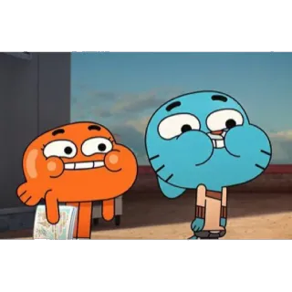 😂 7111cda2 Gumball Watterson The Amazing World of Gumball Мультфильм, Антропоморфный, Кот, Рыба, Гамбол, Дарвин telegram sticker