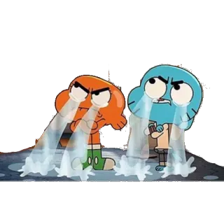 😠 885e2dec Gumball Watterson The Amazing World of Gumball плачет, мультфильм, грустный, слёзы, анимированный, Гамбол, Дарвин telegram sticker