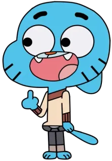 🖕 bf92b0f3 Gumball The Amazing World of Gumball мультфильм, анимированный, Гамбол, средний палец, оскорбительный telegram sticker