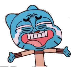😭 ec51d854 Gumball The Amazing World of Gumball мультфильм, Гамбол, плачет, эмоциональный, синий кот telegram sticker