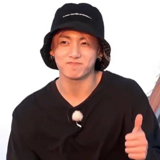 🌸 fb96000b Jungkook it doesn't have to be an adventure jungkook, jempol, bucket hat, K-pop, BTS whatsapp sticker