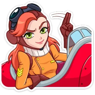 👋 0c11583f ผู้หญิง, นักบิน, เครื่องบิน, เด็กผู้หญิง, สติกเกอร์, การ์ตูน telegram sticker