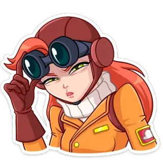 🤨 57d75273 การ์ตูน, นักบิน, ผู้หญิง, นักบินหญิง, ผมแดง, กล้องส่องทางไกล telegram sticker