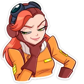 🤔 7f617a60 ผู้หญิง, การ์ตูน, นักบิน, นักบิน, แว่นตา, ยิ้ม telegram sticker