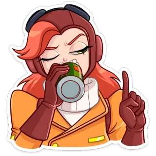 🍺 e72150c8 ผู้หญิง, ดื่ม, นักบิน, ทัศนคติ, การ์ตูน telegram sticker