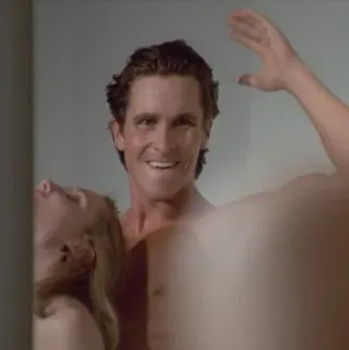 🪚 7bf818ba Patrick Bateman American Psycho American Psycho, Patrick Bateman, Années 80, Homme d'affaires, Meurtre telegram sticker