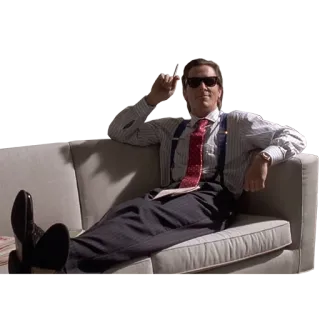 😎 0ea46fdd Patrick Bateman American Psycho Patrick Bateman, American Psycho, character, movie, businessman, red tie telegram sticker