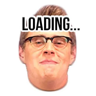 🧐 79c7cf6b LOADING... загрузка, очки, мужчина, стикер, прогресс whatsapp sticker