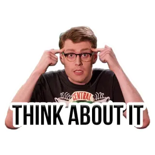 🧐 93f45fbc THINK ABOUT IT думать, мужчина, очки, умный, размышлять, обдумывать whatsapp sticker