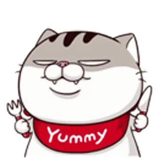 😋 b9432f36 Yummy แมว, อร่อย, อาหาร, น่ารัก, ตลก, สติกเกอร์ telegram sticker
