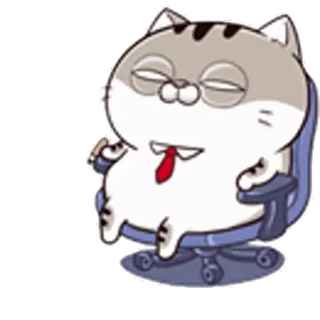 😣 bff0c86e แมว, สำนักงาน, เก้าอี้, ขี้เกียจ, สัตว์, สติกเกอร์ telegram sticker