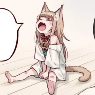 ▪️ 4d6602c6 dziewczyna anime, kocica, kawaii, słodkie, manga, ilustracja, kreskówka, zwierzę domowe telegram sticker
