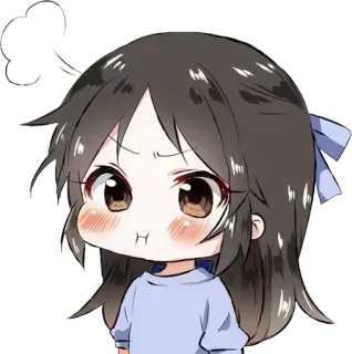 ▪️ d29997cc Dziewczyna anime, Chibi, Słodki, Kreskówka, Zły, Nadąsany telegram sticker