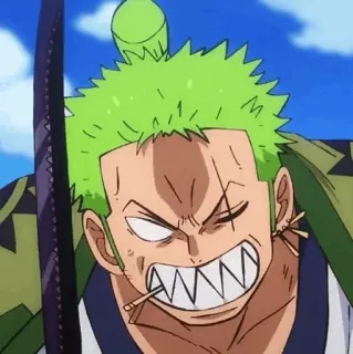 🪐 2da4f432 Zoro One Piece Аниме, мечник, зеленые волосы, шрам, пират telegram sticker