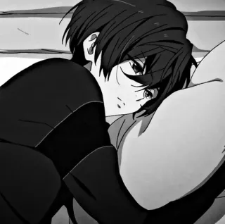 🦉 3bdd8c52 Аниме, Парень, Подушка, Черно-белое, Манга, Персонаж telegram sticker