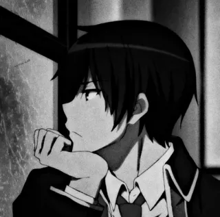 🦉 5960d310 Аниме, Манга, Мультфильм, Персонаж, Черно-белый, Монохром, Эстетика telegram sticker