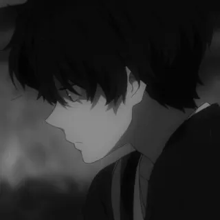 🦉 9b38aff6 Аниме, Манга, Персонаж, Черно-белое, Портрет telegram sticker