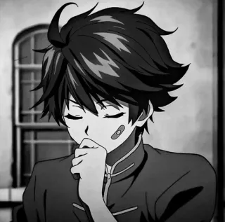 🦉 e9ce1388 Аниме, Парень, Грустный, Эмоциональный, Чёрно-белый telegram sticker