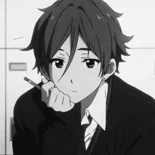 🦉 f844c160 Аниме, Манга, Парень, Школа, Форма, Карандаш, Черно-белый telegram sticker