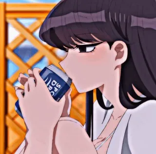 〽️ 700d45a8 anime, girl, drinking, beverage, cartoon, woman telegram sticker