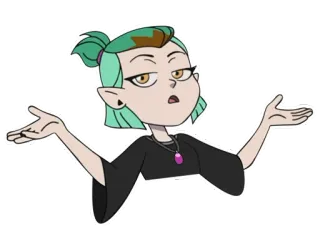 🤷‍♀️ 469530aa Amity Blight The Owl House мультфильм, персонаж, ведьма, Эмити Блайт, Совиный дом, пожимает плечами telegram sticker