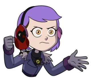 😠 81070db2 Amity Blight The Owl House Amity Blight, The Owl House, kreskówka, animowany, postać, czerwony ptak, fioletowe włosy telegram sticker