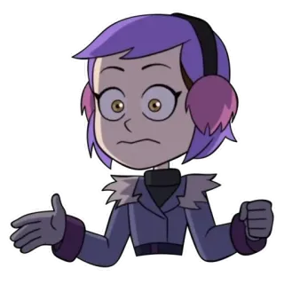 🙁 9a491b8b Amity Blight The Owl House Kreskówka, The Owl House, Amity Blight, Wzruszenie ramionami, Postać, Naklejka telegram sticker