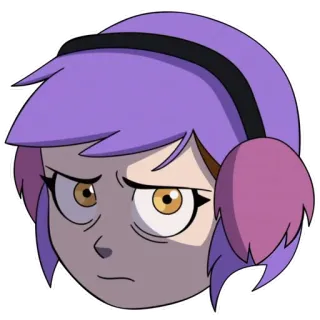 🥺 e8ab6d6b Amity Blight The Owl House kreskówka, animowany, postać, fioletowe włosy, nauszniki, Blight, Disney telegram sticker