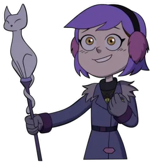 😊 f3480643 Amity Blight The Owl House kreskówka, animowany, wiedźma, laska, dziewczyna, urocza telegram sticker