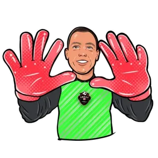 🙌 25038d93 贴纸, 守门员, 足球, 手套, 运动, 卡通 telegram sticker