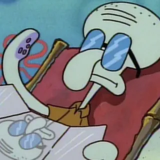 ➰ 41233a09 Squidward Tentacles SpongeBob SquarePants Squidward, SpongeBob, cartoon, glasses, reading telegram sticker