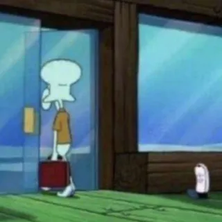 ➰ 45e739ec Squidward Tentacles SpongeBob SquarePants cartoon, squidward, spongebob, leaving, suitcase telegram sticker