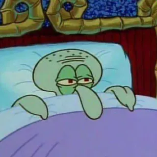 ➰ b7e316be Squidward SpongeBob SquarePants Squidward, SpongeBob, cartoon, bed, sleepy, grumpy telegram sticker