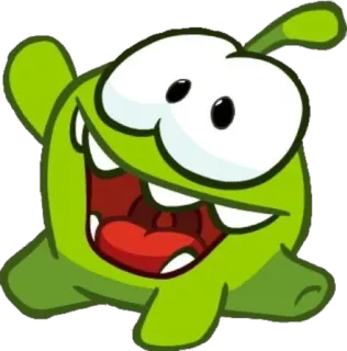 👋 055d25aa Om Nom Cut the Rope zielony, potwór, cukierek, słodki, gra whatsapp sticker