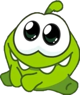 🙏 106a8515 Om Nom Cut the Rope słodki, potwór, zielony, oczy, cukierek, gra, kreskówka whatsapp sticker