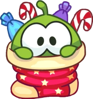 😶 1b6f7b83 Om Nom Cut the Rope cukierek, kreskówka, gra, słodki, potwór whatsapp sticker