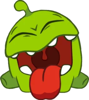 🤮 3b1b4f50 Om Nom Cut the Rope kreskówka, gra, głodny, zielony, potwór whatsapp sticker
