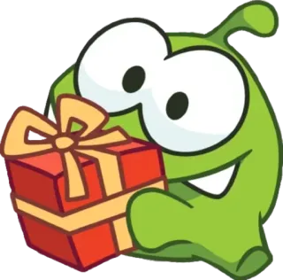 🎁 428797f5 Om Nom Cut the Rope kreskówka, prezent, cukierek, potwór, gra whatsapp sticker