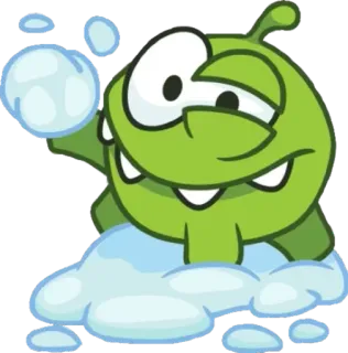 😁 4f28adc8 Om Nom Cut the Rope słodki, kreskówka, zielony, potwór, cukierek whatsapp sticker