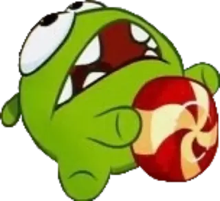 🤯 61cd1330 Om Nom Cut the Rope Kreskówka, Cukierki, Gra, Potwór, Słodki whatsapp sticker