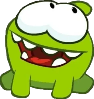 💭 7f46bca5 Om Nom Cut the Rope słodki, zielony, potwór, cukierek, gra whatsapp sticker